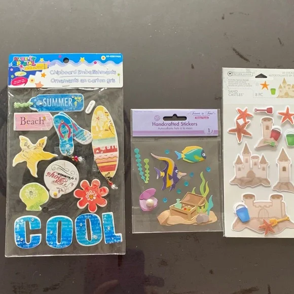 Colorful Beach-Themed Stickers Set - Picture 1 of 4